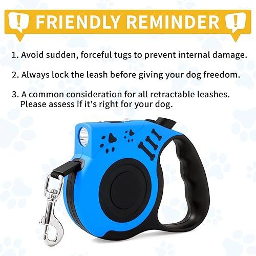 Miniatura 7 de Correa retráctil para perro con linterna recargable USB para paseos nocturnos, correa telescópica automática de tractor de 16 pies para perros