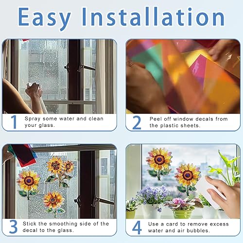 Miniatura 7 de 12 calcomanías de ventana para golpes de pájaros, adhesivos anticolisión, calcomanías de ventana de reflejo de arco iris, calcomanías estilo girasol