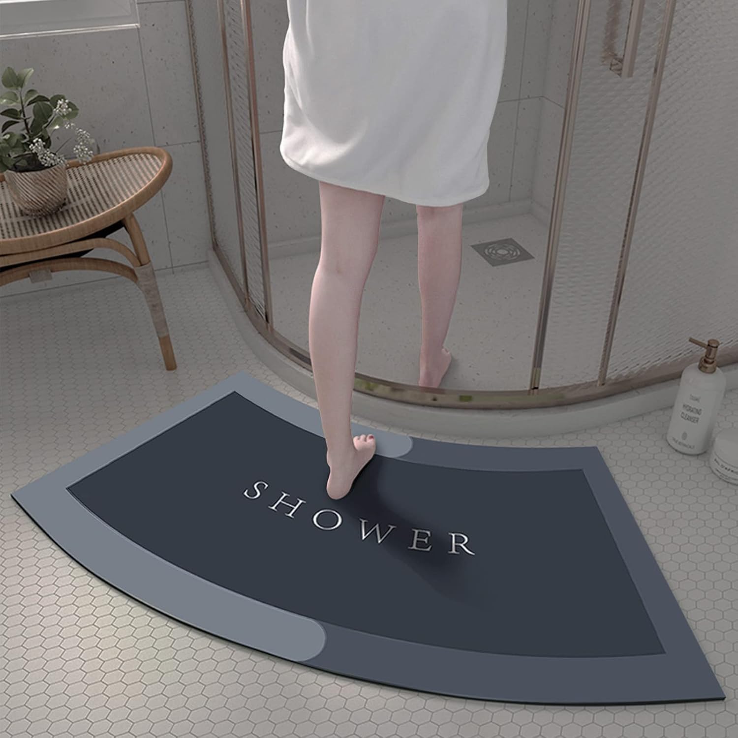 NAYAHOSE Curved Bath Mat for Quadrant Shower Cubicle, 10s Super