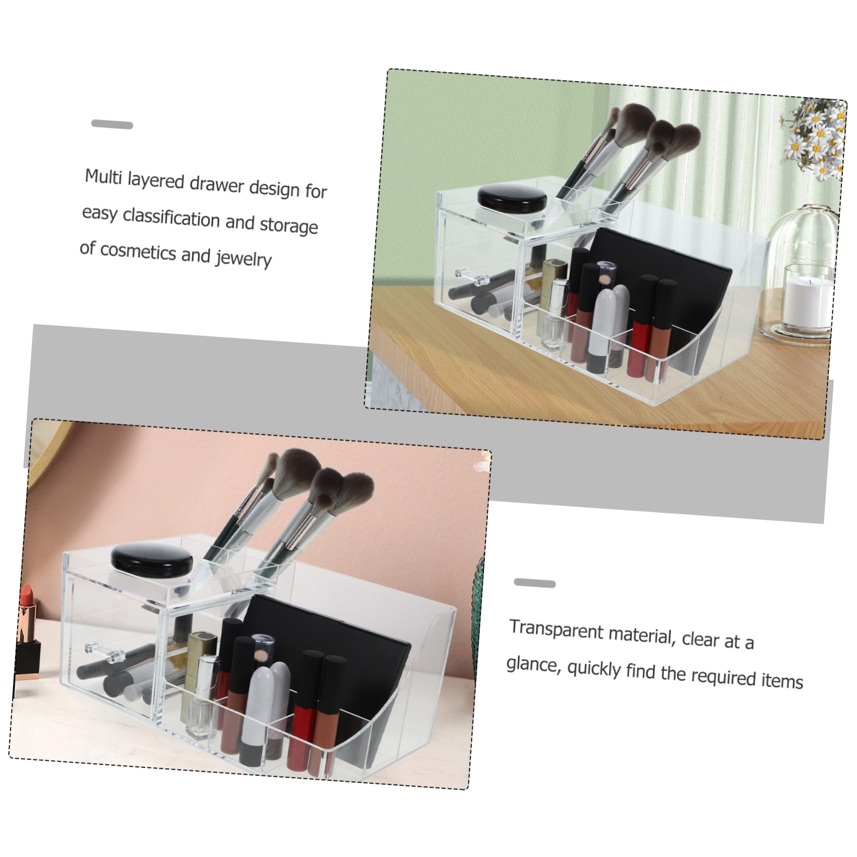 Mikinona Kosmetik Organizer mit Mehreren Schubladen aus Ps Platzsparend und Übersichtlich für Schminktisch und Make Up Aufbewahrung | Transparentes Design, für Schminktisch und Schmuck, Schlichtes Stilvolles Format