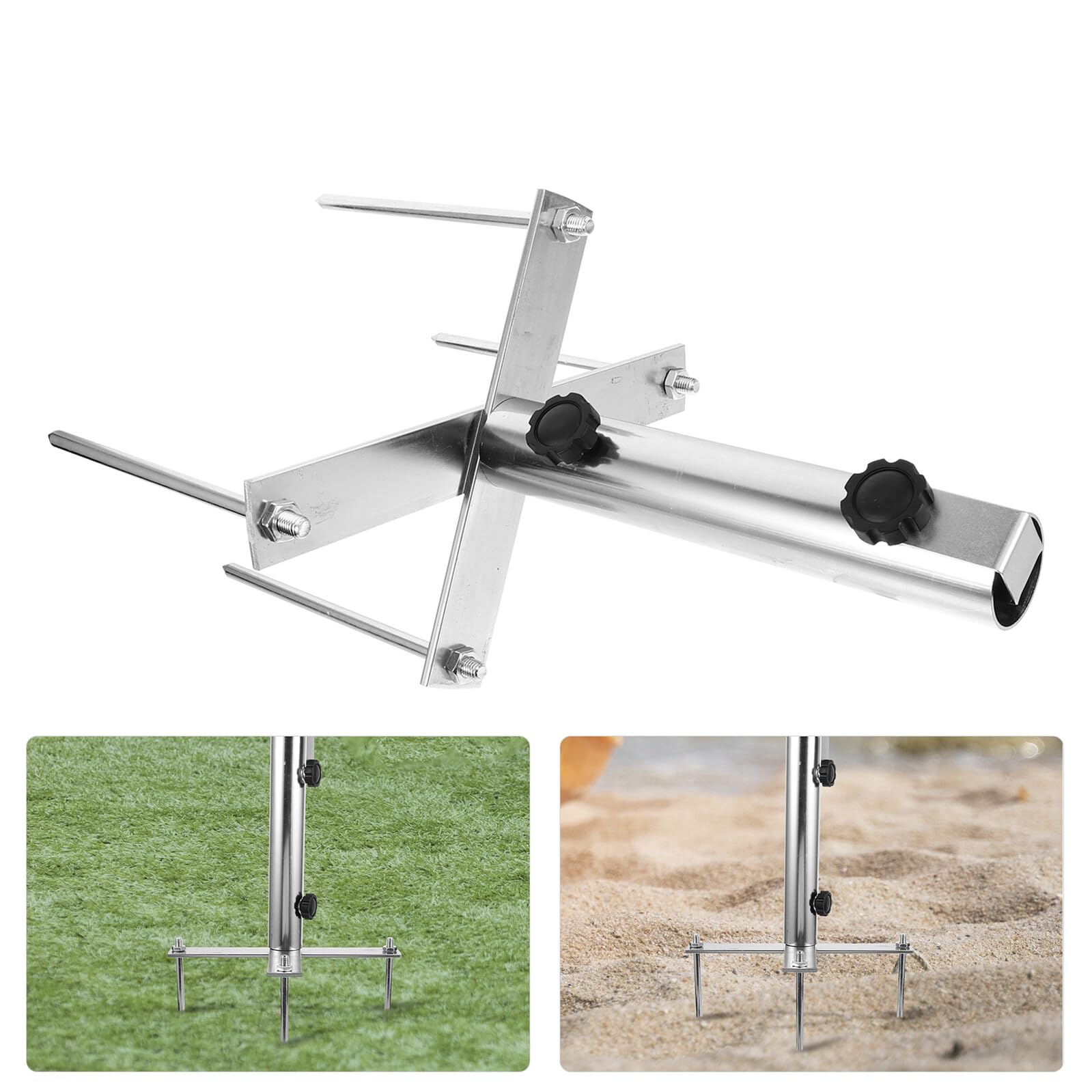 BESTonZON Soporte de Anclaje para Sombrilla de Exterior Portátil de Hierro Punta Desmontable para Jardín, Playa y Camping, Base Segura para Parasol