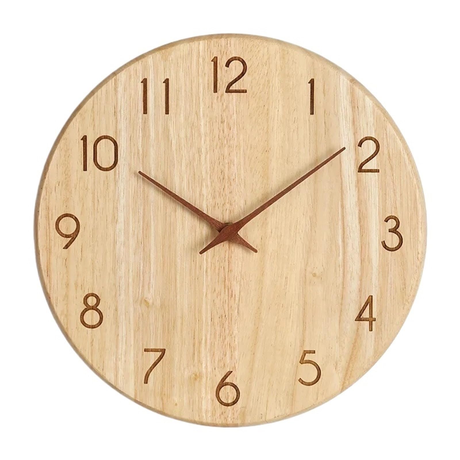Horloge murale en bois massif d'hévéa avec sonnerie mélodieuse