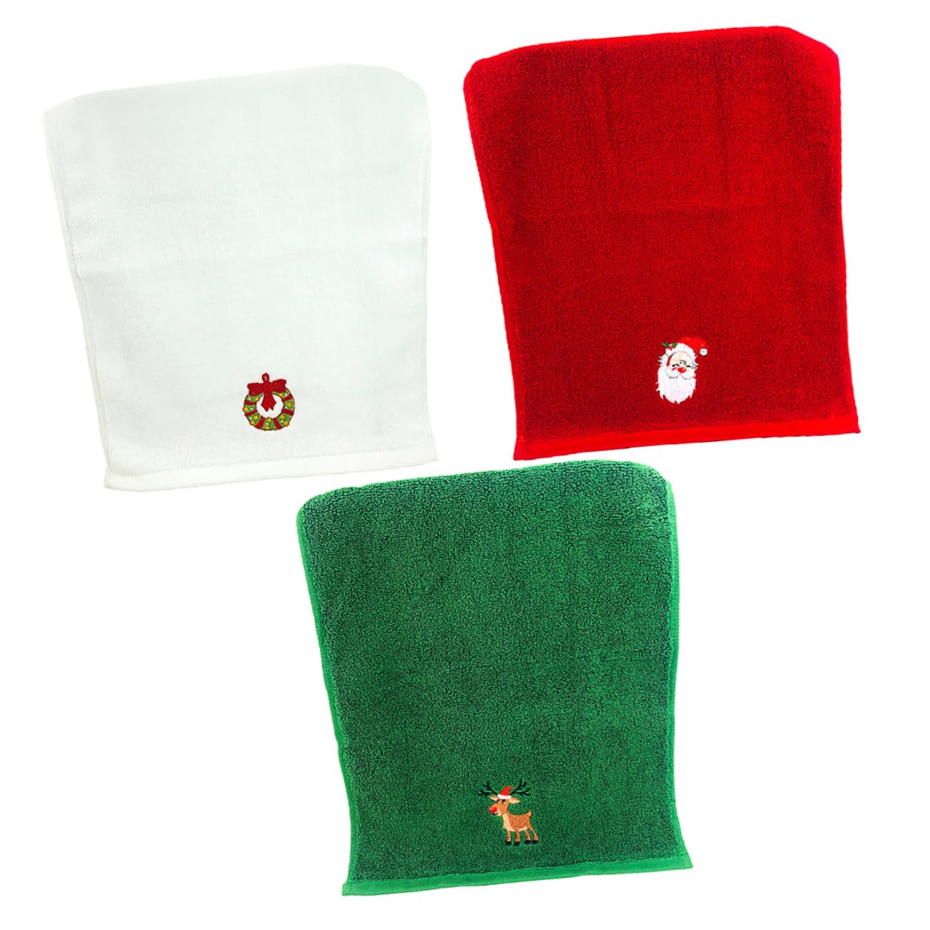 Toallas faciales navideñas de algodón, pack de 3 piezas bordadas perfectas para regalo festivo