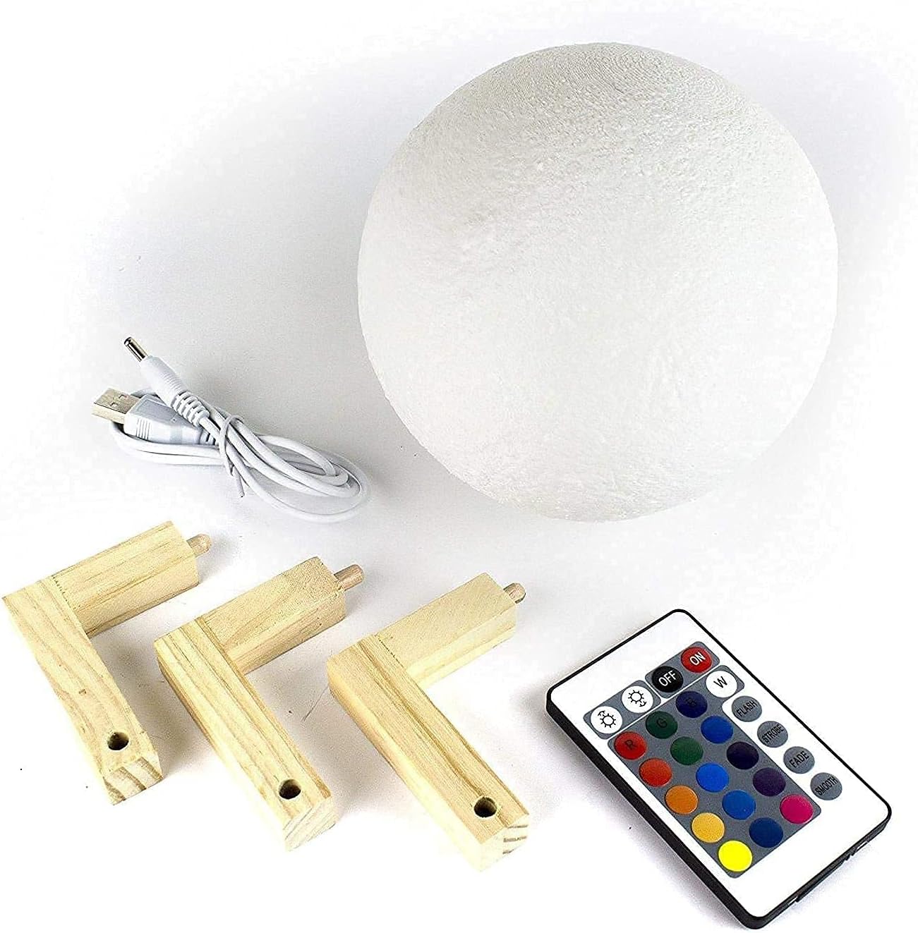 eWINNER Moon Lamp 16 Colors LED Night Light 3D Printing Moon Light with Stand & Remote/Touch Control and USB Rechargeable / Moon Light Lamps for kids friends Lover Birthday Gifts (Diameter 5.9 INCH)