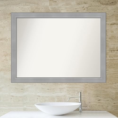Miniatura 6 de Amanti Art Espejo de baño, espejo de pared de níquel cepillado Vista para usar como espejo de tocador de baño sobre el fregadero (31.25 x 42.25
