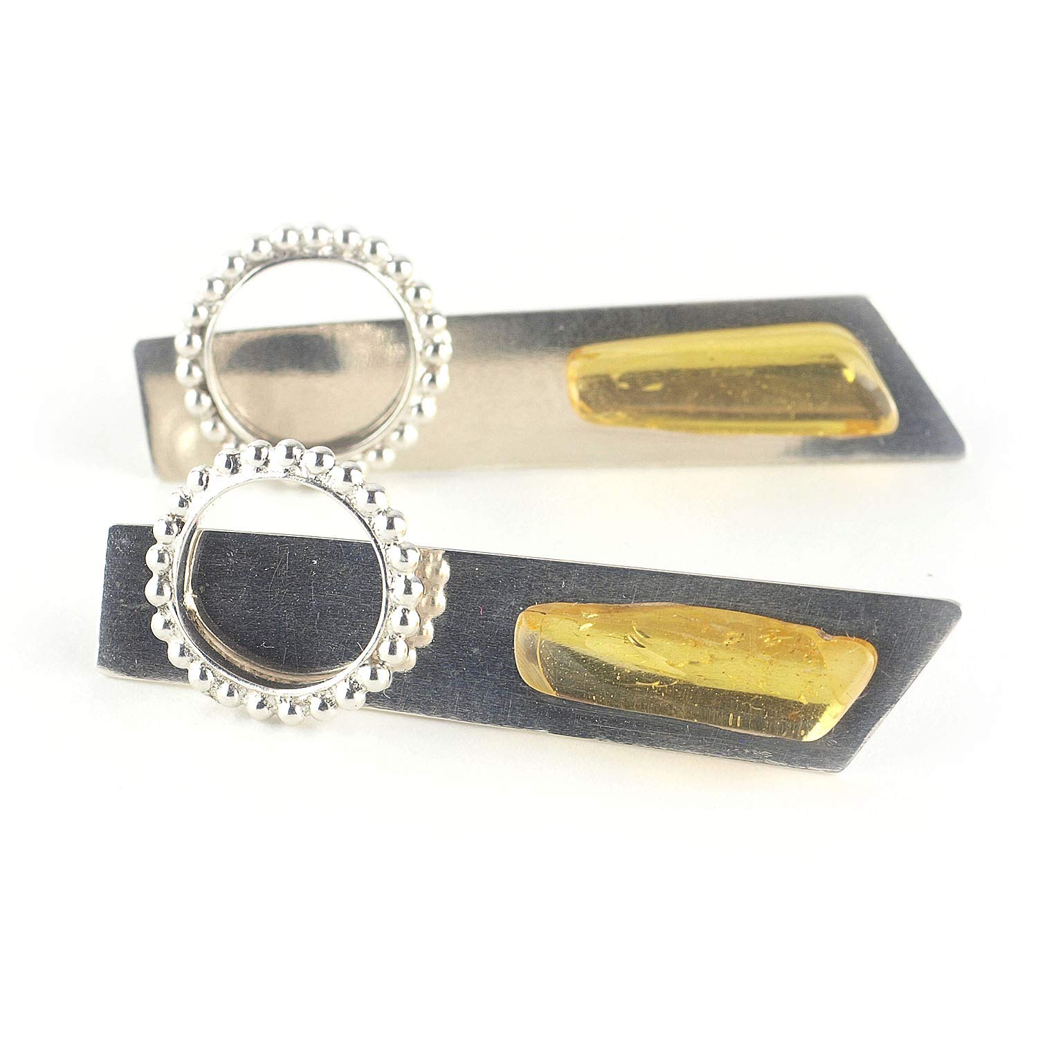 Pendientes de Ámbar y Plata de Ley de 37 mm de largo estilo minimalista