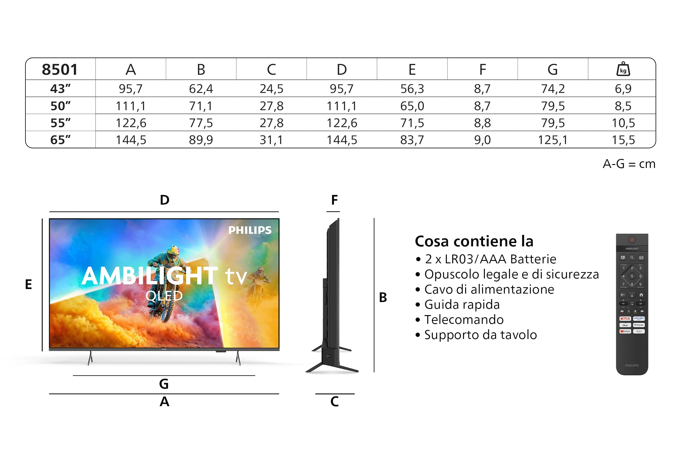 PHILIPS 65PQS8501/12 65 Inch Ambilight 4K QLED Smart TV, Pixel Precise Ultra HD, Titan OS, Dolby Atmos Sound