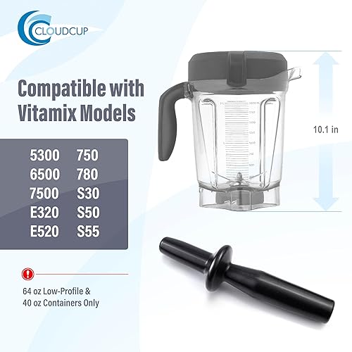 Vista 6 de Piezas de repuesto para licuadora de émbolo para Vitamix Tamper de perfil bajo Professional Series Pro 750 5300 7500, accesorios de piezas
