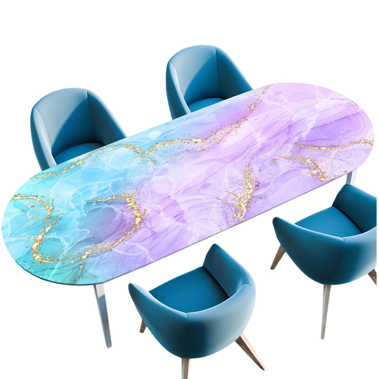 Nucelit Oval Tablecloth Marble Inspired Scheme Waterproof Coating Enduring Polyester Fabric Spillproof Covering for Coffee Dining Tables 36x60 42x60 Oval Dining Tablecloth
