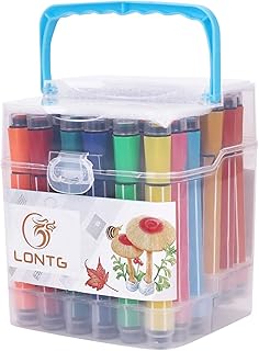 LONTG Colouring Pens Set Washable Watercolour Brush Pens Kit Felt Tip Stamper Markers Colouring Pens Water Colour Pen with Storage Box for Students Drawing Colouring Doodling, 36 Assorted Colours