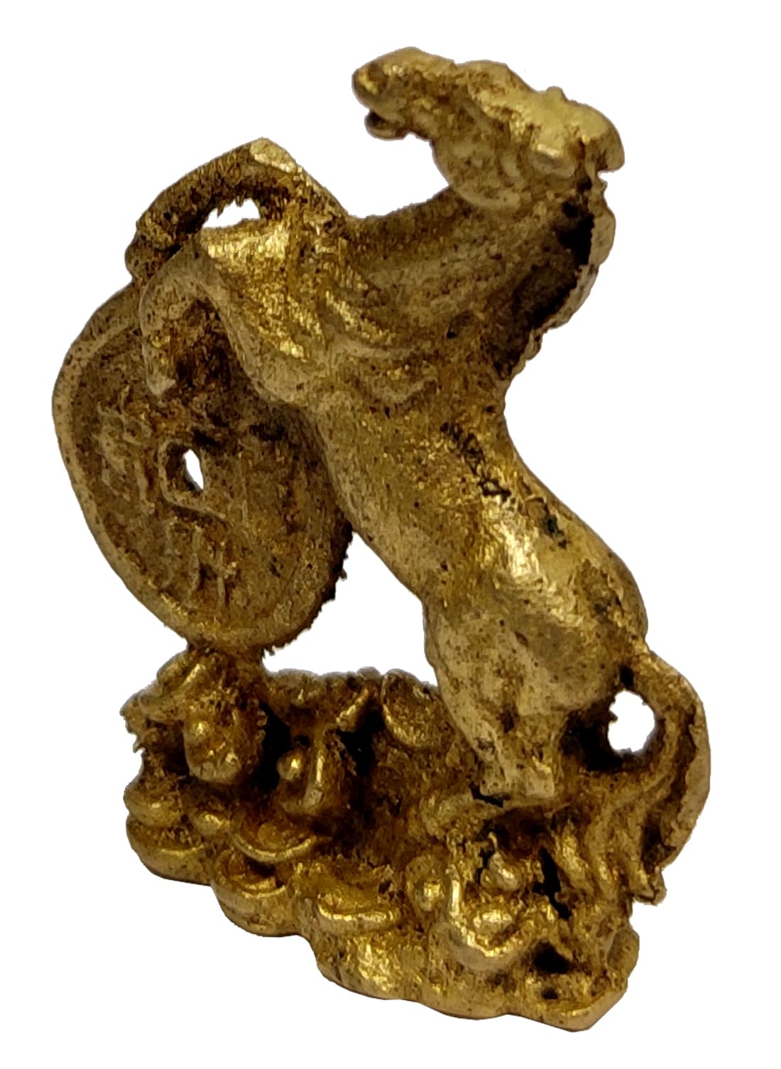 Amazon.co.jp: Purpledip レア ミニチュア 真鍮像 幸運のコイン付き馬 収集価値のあるゴールド仕上げ 風水チャーム(11906)  : ホーム＆キッチン