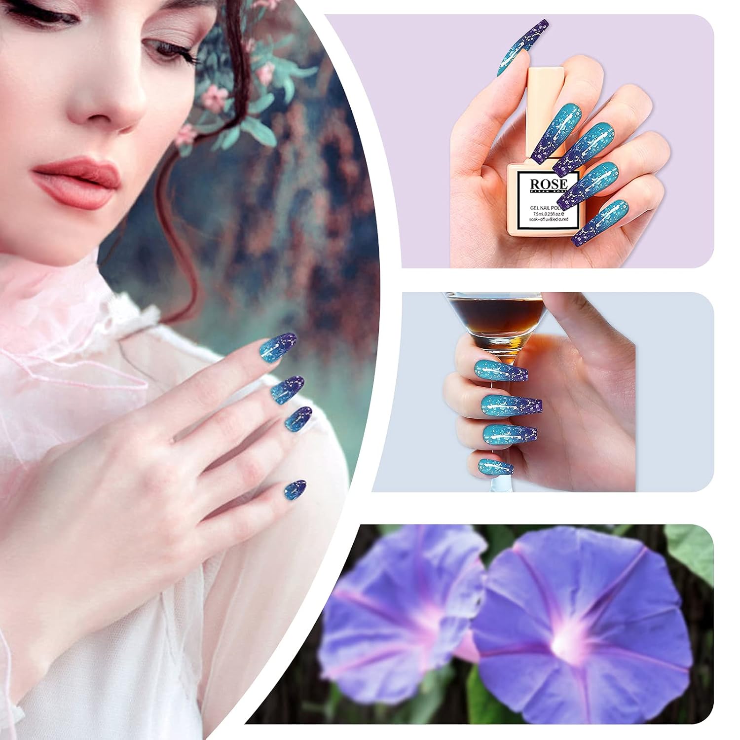 Color Changing Gel Nail Polish - Soak Off Gel Polish Kit Set Temperature Change Glitter Nail Polish Gel Collection Starter Manicure Gift for Women, Long Lasting, ZYRAH ROSE 6 Colors 7.5ml : Beauty & Personal Care