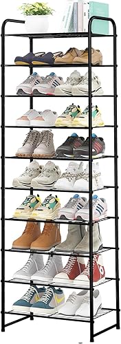Ekisemio -Organizador alto de 10 niveles para 20 pares de zapatos, estante de almacenamiento de zapatos expandible y ajustable, rejilla de alambre,
