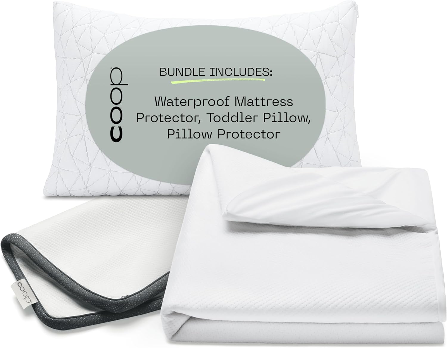 Coop Home Goods Ultra-Tech Waterproof Mattress Protector Twin, Toddler Pillow, and Ultra-Tech Toddler Pillow Protector Bundle