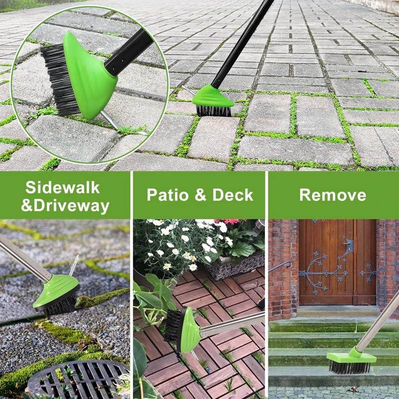 3-in-1 Versatile Weed Brush Combo Set,Triple-Action Garden Tool Set for Weed & Moss Control - 3 Gap Brushes with Removable Handle for Patio, Pavement & Lawn Care (3 Sets)