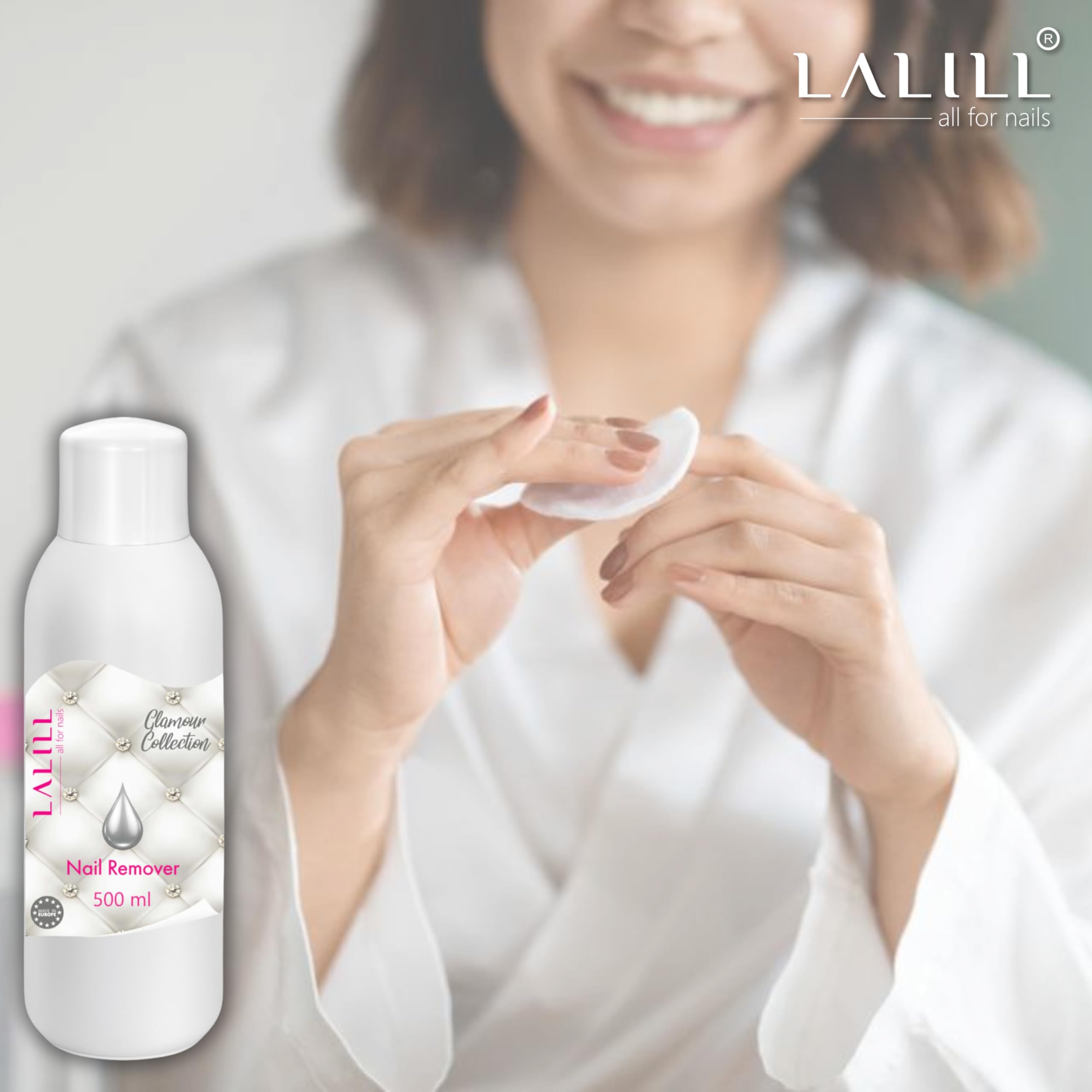 LALILL Zmywacz do paznokci 500 ml - zmywacz do paznokci bez acetonu - zmywacz do paznokci - szybkie i łatwe usuwanie lakieru do paznokci - bez acetonu - idealny do wrażliwych paznokci