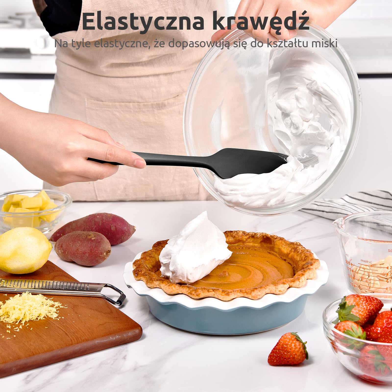 U-Taste Duża Szpatułka Silikonowa Odporna na Ciepło 250 ℃ (Czarny) | 29 cm Nieprzywierająca Elastyczna Bezszwowa Szpachelka do Pieczenia z Nylonowym Rdzeniem do Mieszania Skrobania