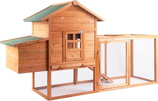 GOJOOASIS 80" Weatherproof Wooden Chicken Coop for 2-4 Chickens - Backyard Hen House with Run Cage, Nesting Box & Easy Clean Tray