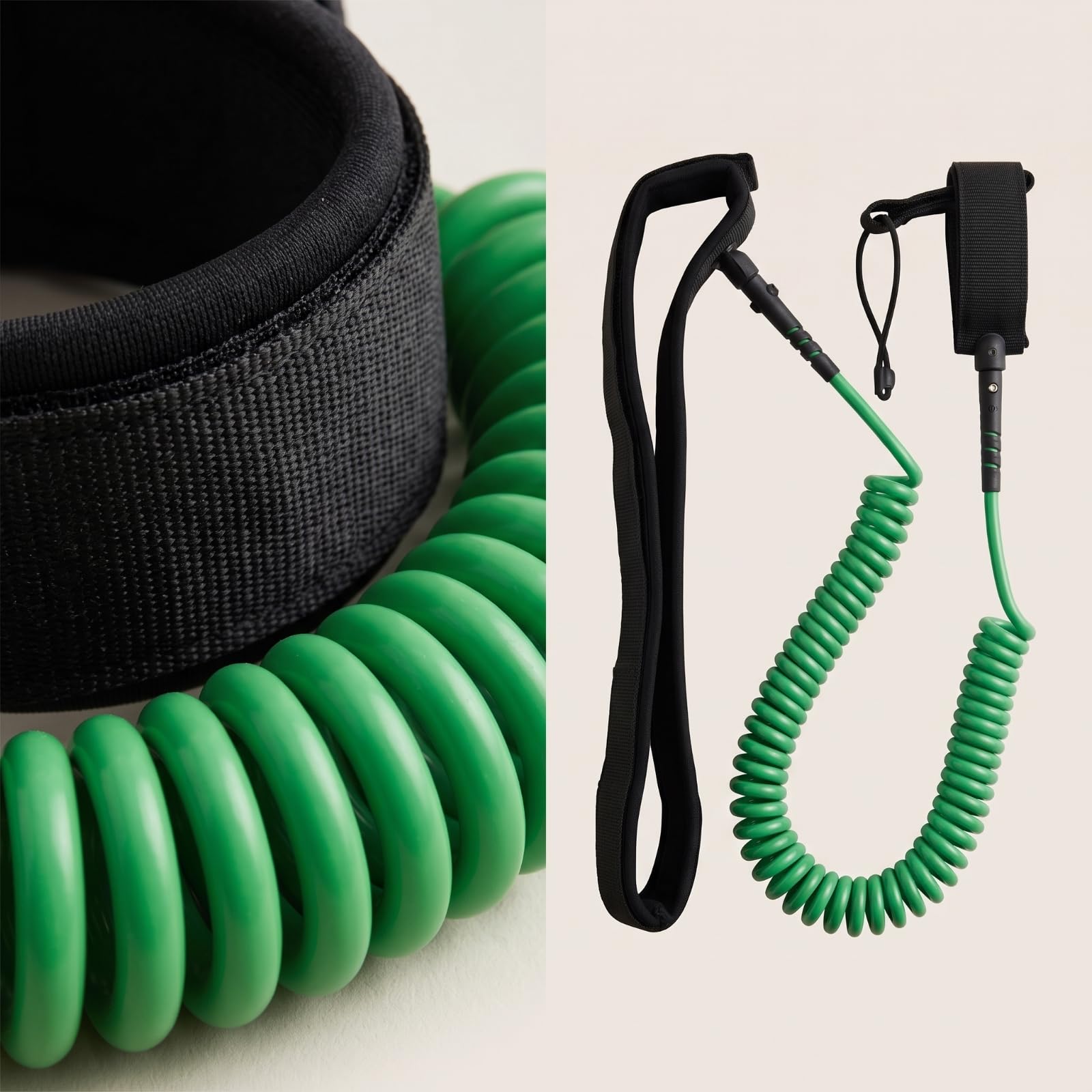 Leash Ceinture Spiralé Leash Taille Universel Accessoire pour Paddleboarrs, Hydrofoil, Vert, 10 Pieds
