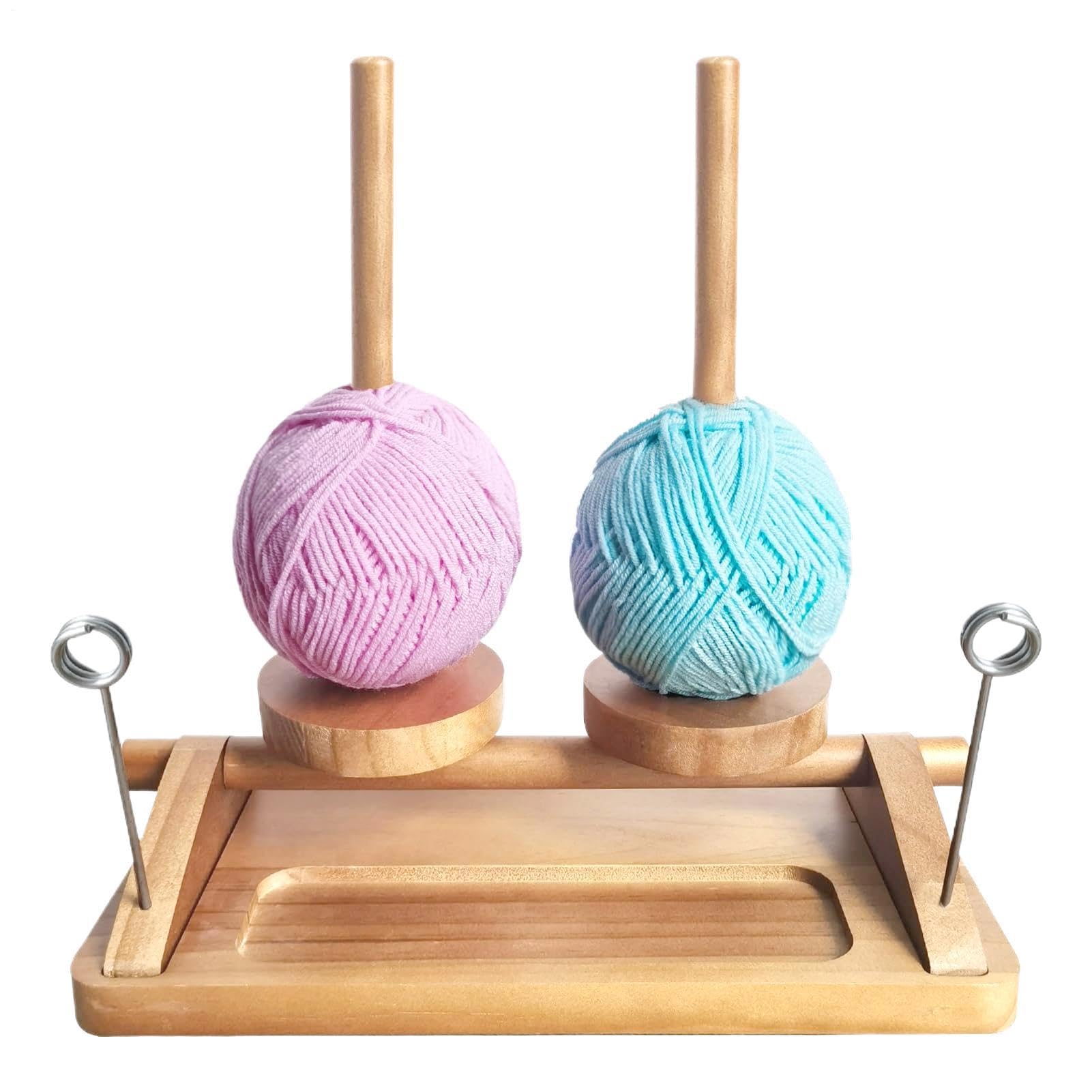 Support de fil à tricoter : organisateur en bois pour crocheter au salon