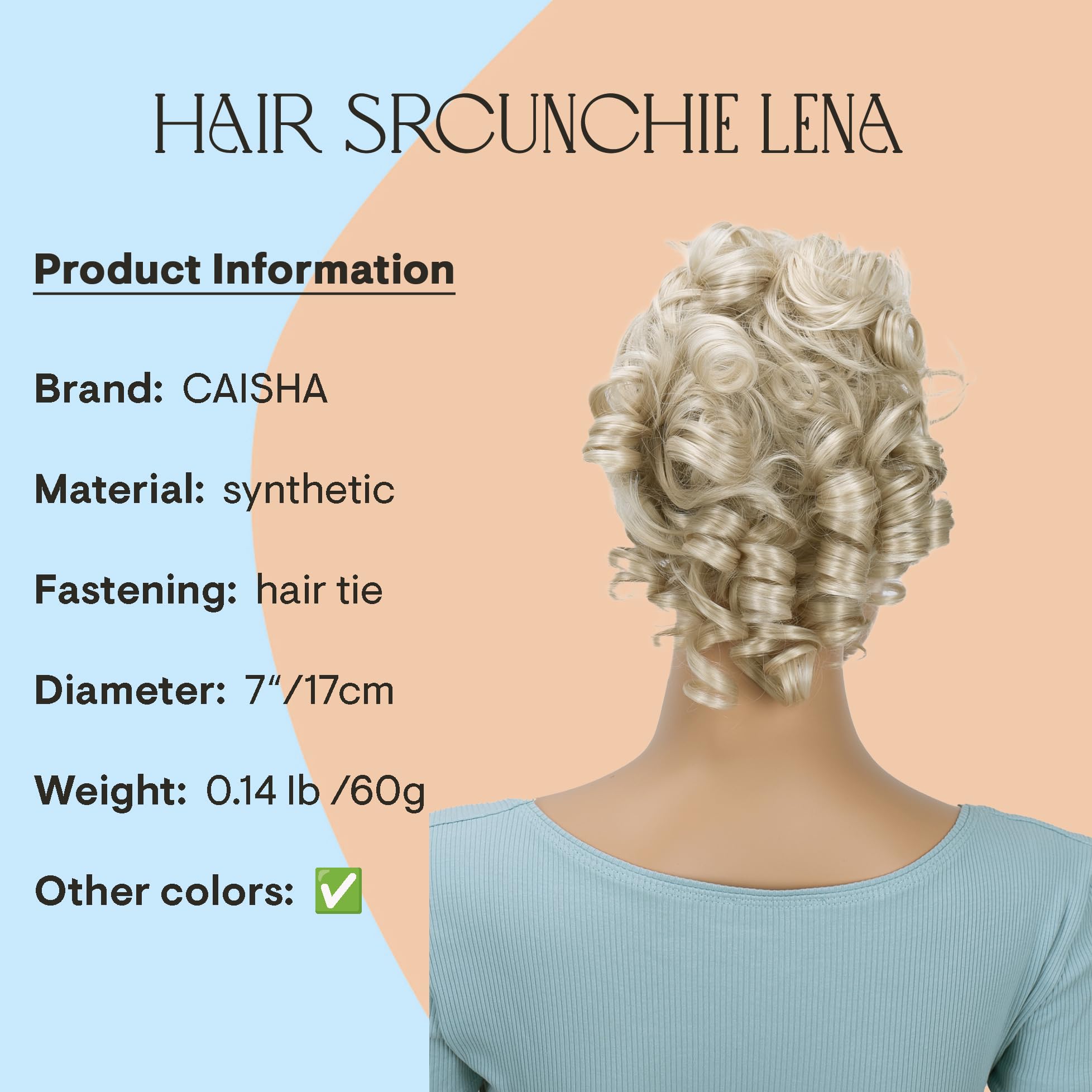 CAISHA Parrucchino Scrunchie Updo Acconciature Voluminoso Ricci Disordinato Bun Biondo Chiaro G5L