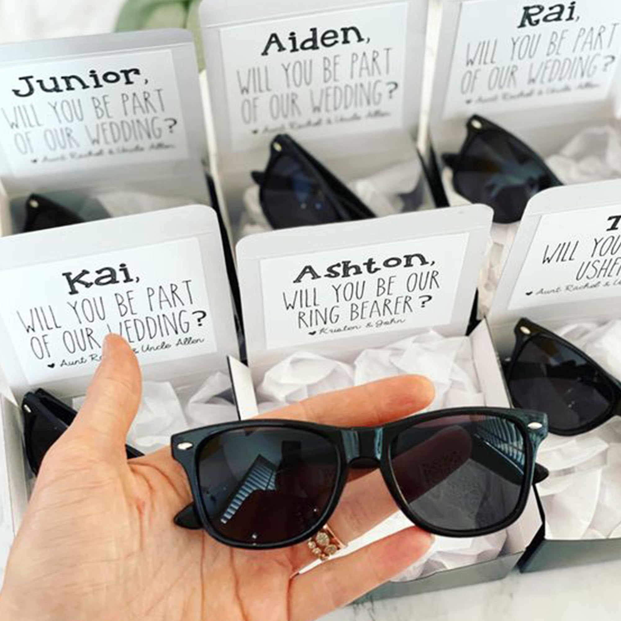 LADY&HOME Ring Security & Ring Bearer Sunglasses,Ring Bearer/Ring Security Proposal,Wedding Favors Gift for Little Boys
