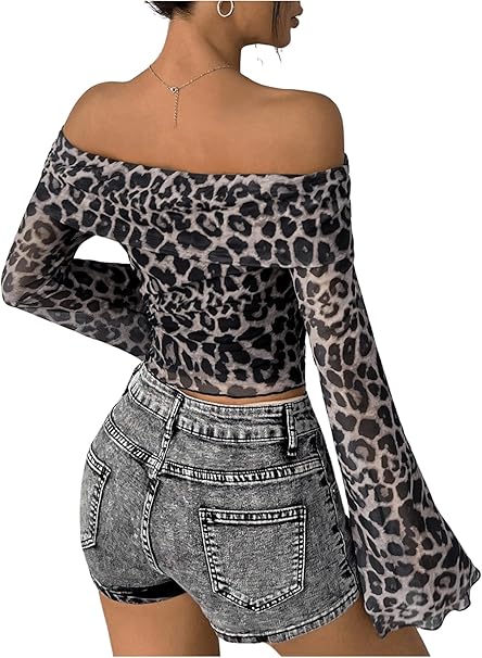 GORGLITTER Y2k top voor dames, zonder bandjes, luipaard, schoudervrij