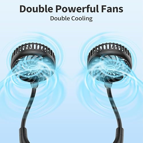 Miniatura 2 de PANERGY Ventilador de cuello portátil, funciona con batería de 2600 mAh, ventilador USB ultra silencioso manos libres con viento fuerte, ventilador