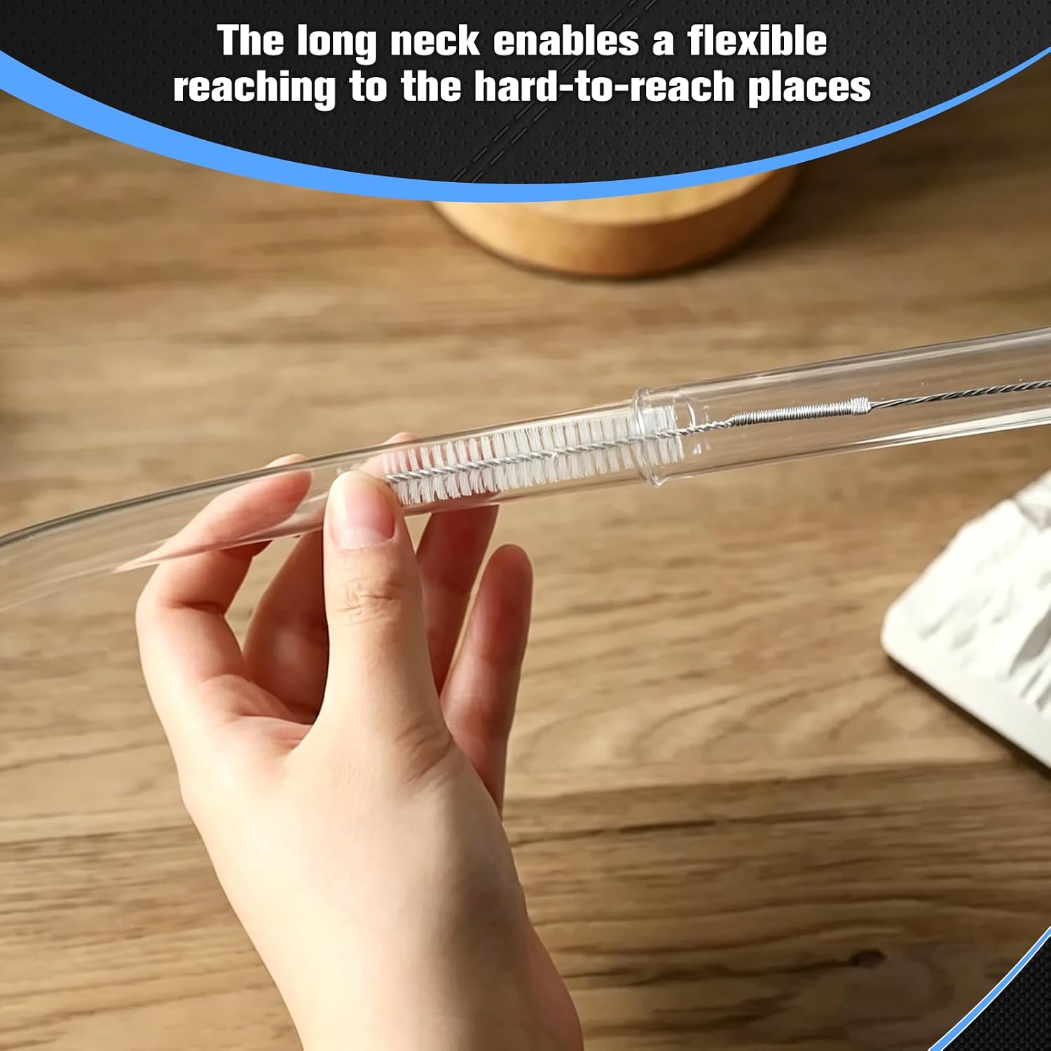 2 Pack 59 Inch Flexible Drain Brush Set with Gloves, Stainless Steel Tube Cleaning Brush with Nylon Bristles, Extra Long Pipe Cleaner for Sink Refrigerator Sunroof Hose Straw Aquarium, 150cm image 4