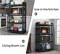 Vista 5 de Estante para panaderos con toma de corriente, soporte para microondas de 4 niveles, estante para panaderos de cocina independiente, soportes