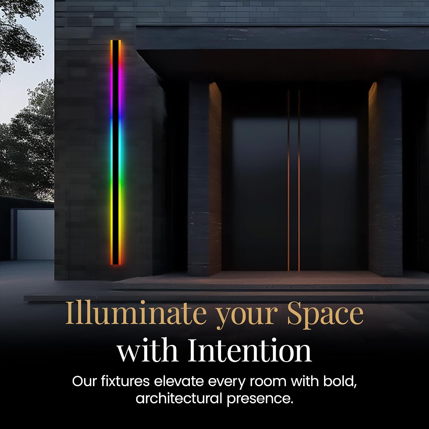MOD LIGHTING Haylen Wired LED Outdoor Wall Light (1-Pack), 94" Water Resistant RGB Outdoor LED Sconce, Remote Dimming Modern Wall Sconces for Patio, Garage, Black