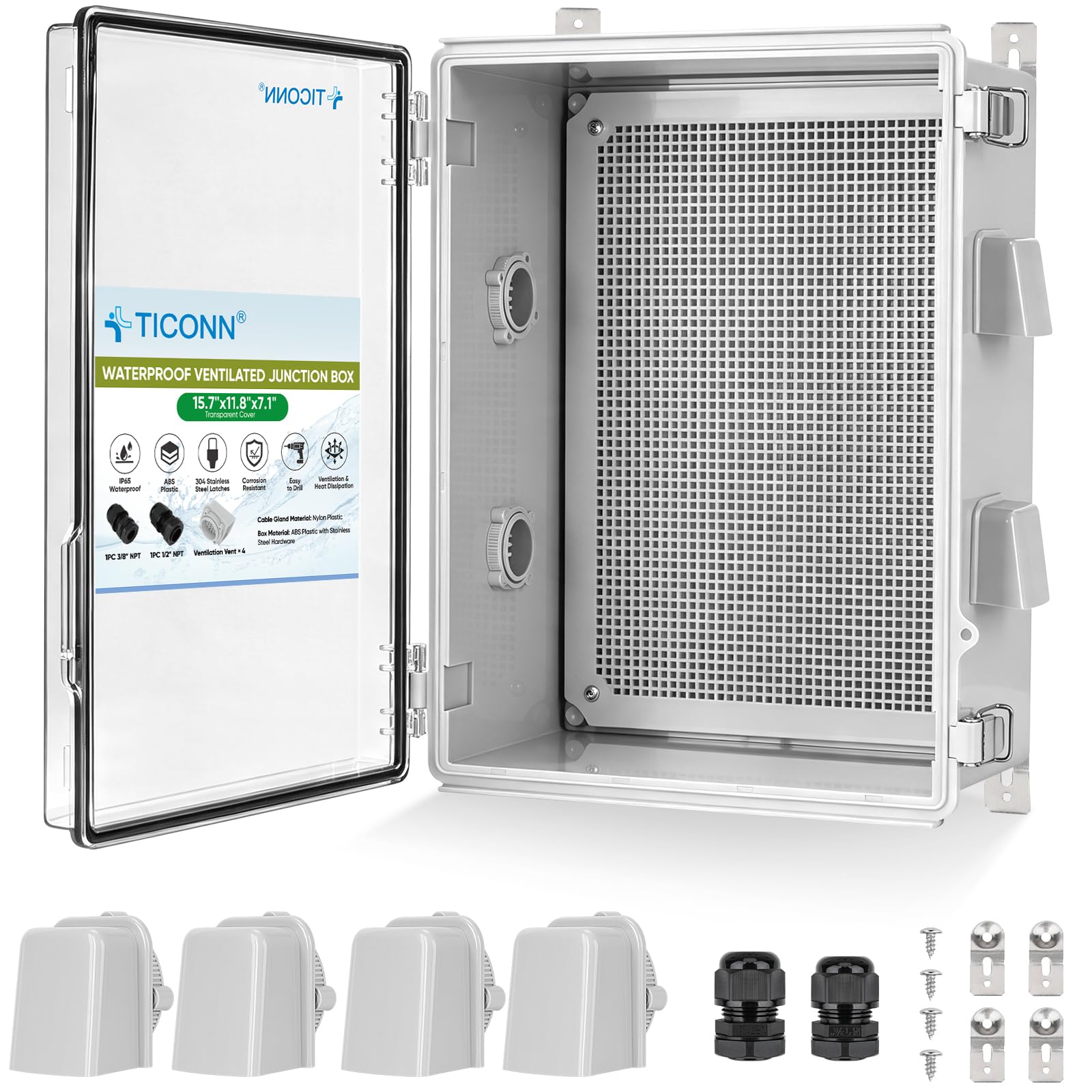 TICONN Outdoor Electrical Box with Ventilation Holes, IP65 Junction Box — Amazon image 14