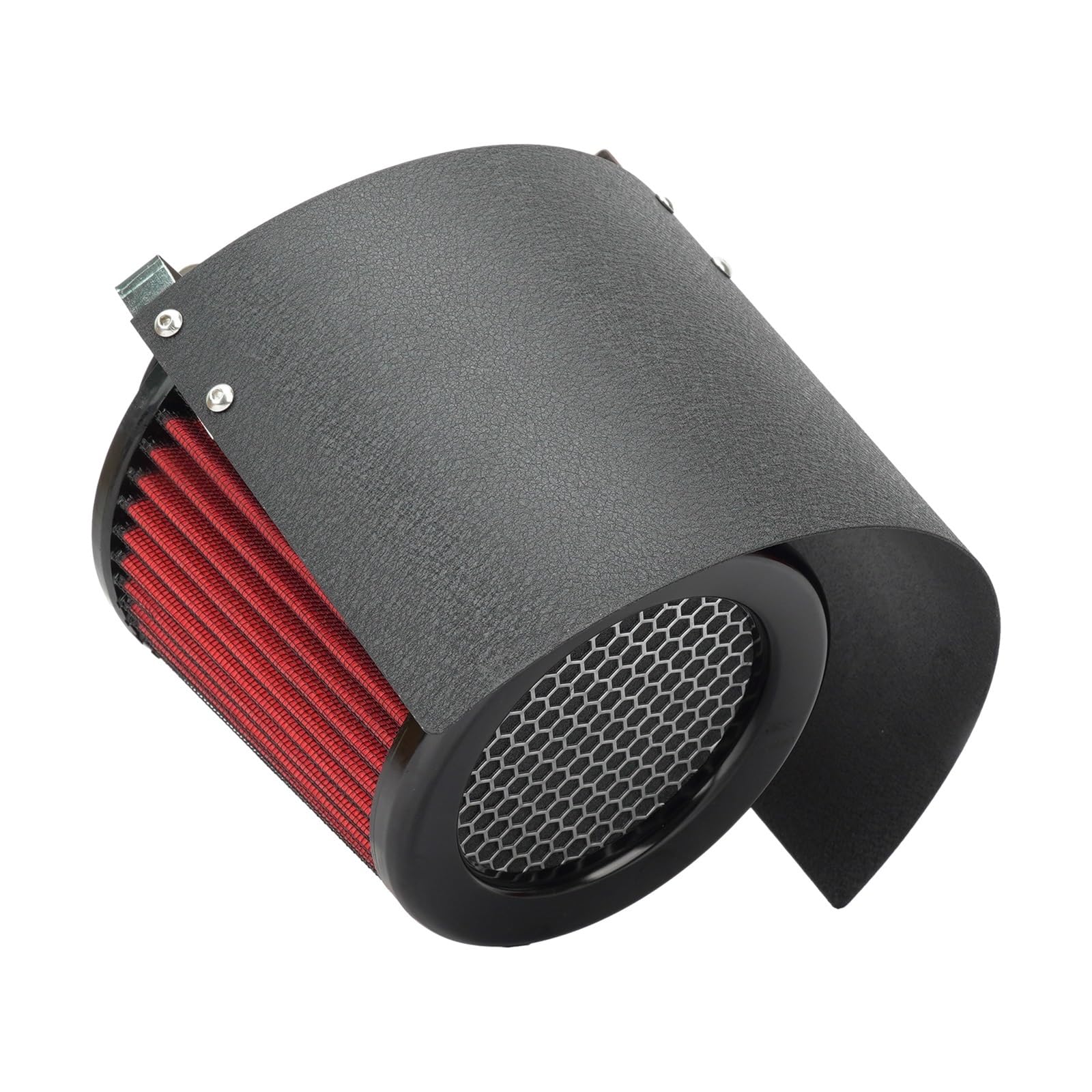 Zestaw dolotowy powietrza Filtr wlotu zimnego powietrza do samochodu z osłoną termiczną ze stali nierdzewnej, regulowany, uniwersalny, sportowy filtr(101-Black)