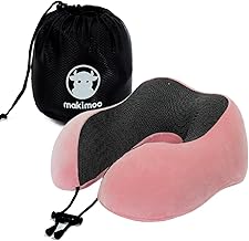 Memory Foam Travel Pillow, Neck Pillow with 360 Degree Head Support, Comfortable and Lightweight, Ideal for Sleeping on Airplane, Car, Bus and Home Use (Pink)