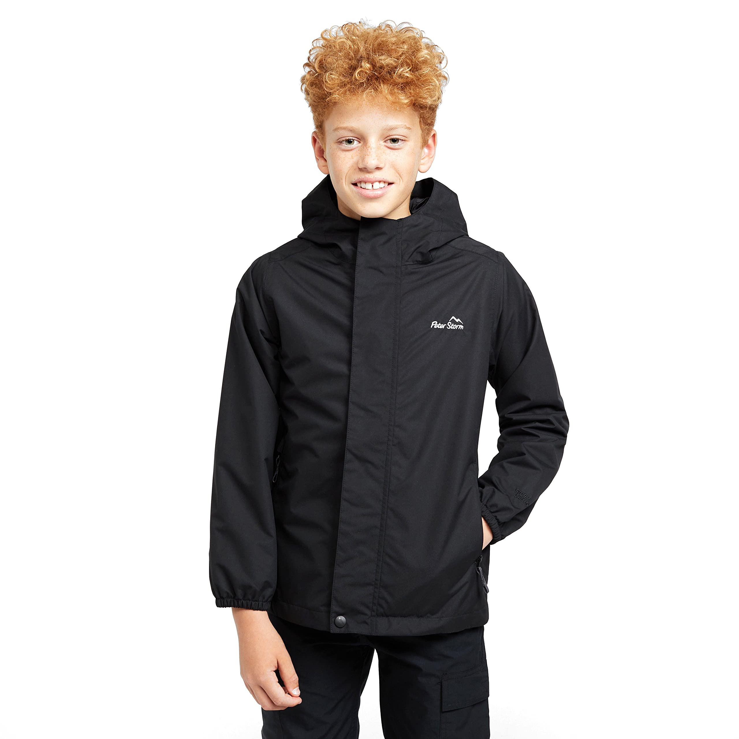 Peter Storm Boys Black Kids' Everyday Waterproof Jacket With Hood And 2 Zipped Pockets, Lightweight & Breathable Raincoat For & Girls (Uk, Age, 9 Years, 10 Years, Regular, )
