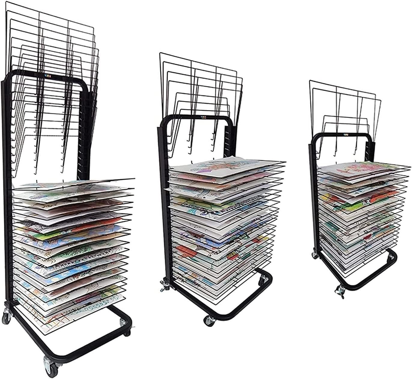 CWCQGH Mobile Drying Rack, Art Drying Rack For Classroom Drying Rack, Drying Easel Art Studio, Educational Product Drying Rack, Space-Saving Shelf, Mobile Metal Art Storage Rack