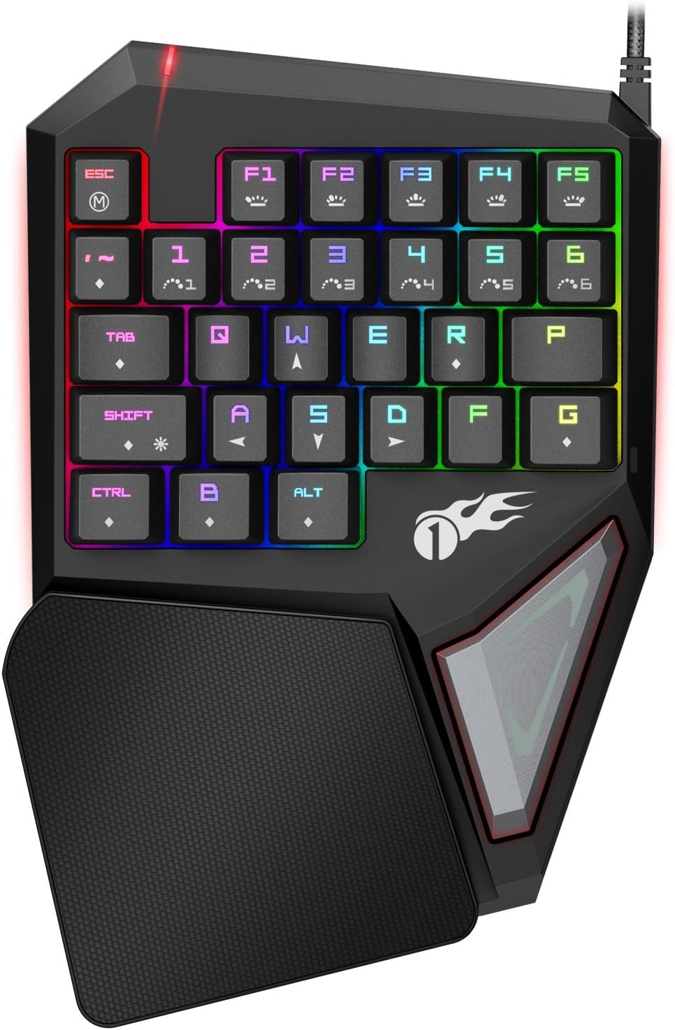 1byone Mechanical Gaming Keyboard, Professional Single-Handed Keypad with 29 Programmable Keys and Full RGB Backlit LED Control for Windows PC, Black