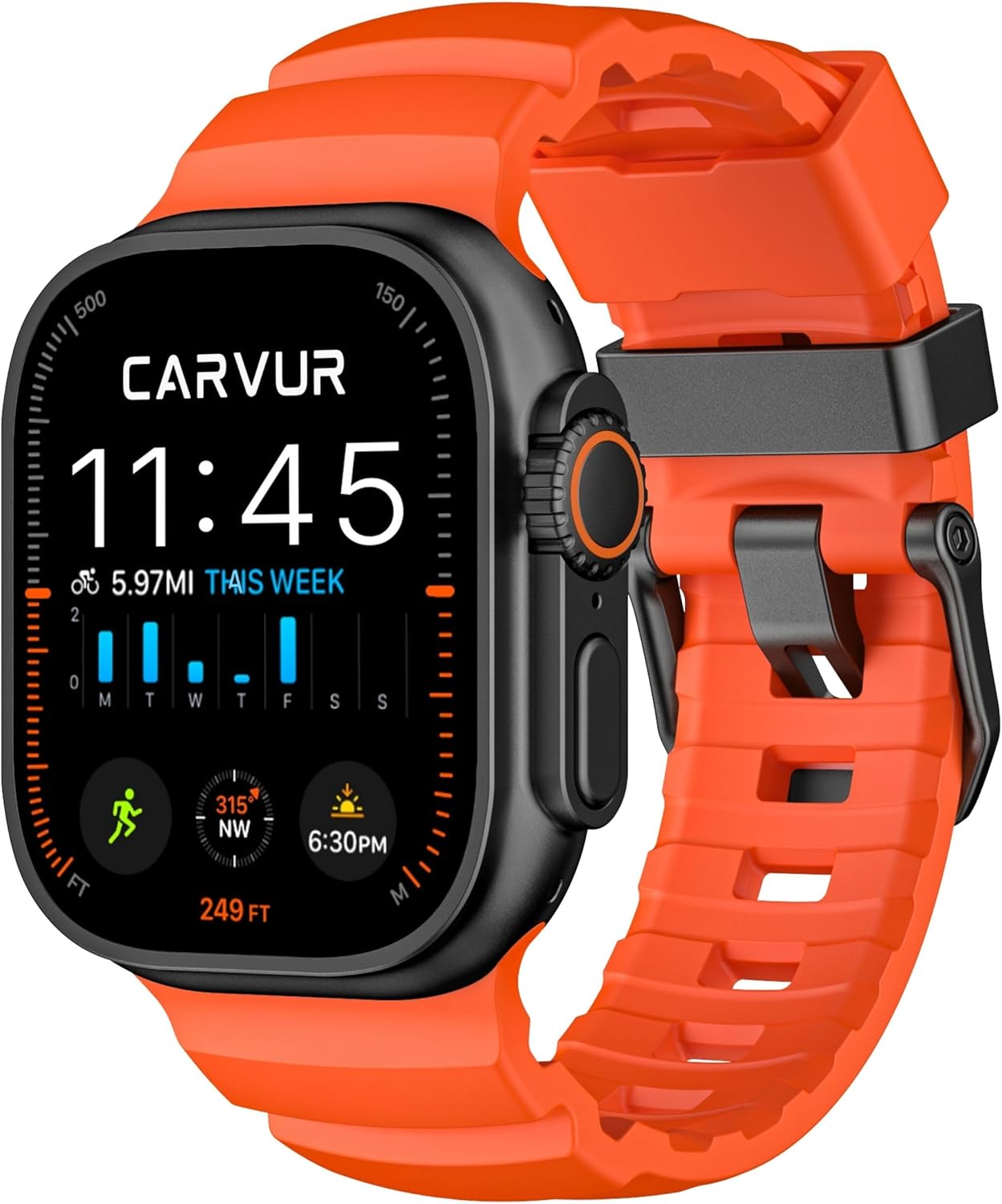 FKM Watch Band F10 - Premium Rubber Strap for Apple Watch - Trail & Sport Band - Lightweight, Rugged, Sweat & Water Resistant Wristband