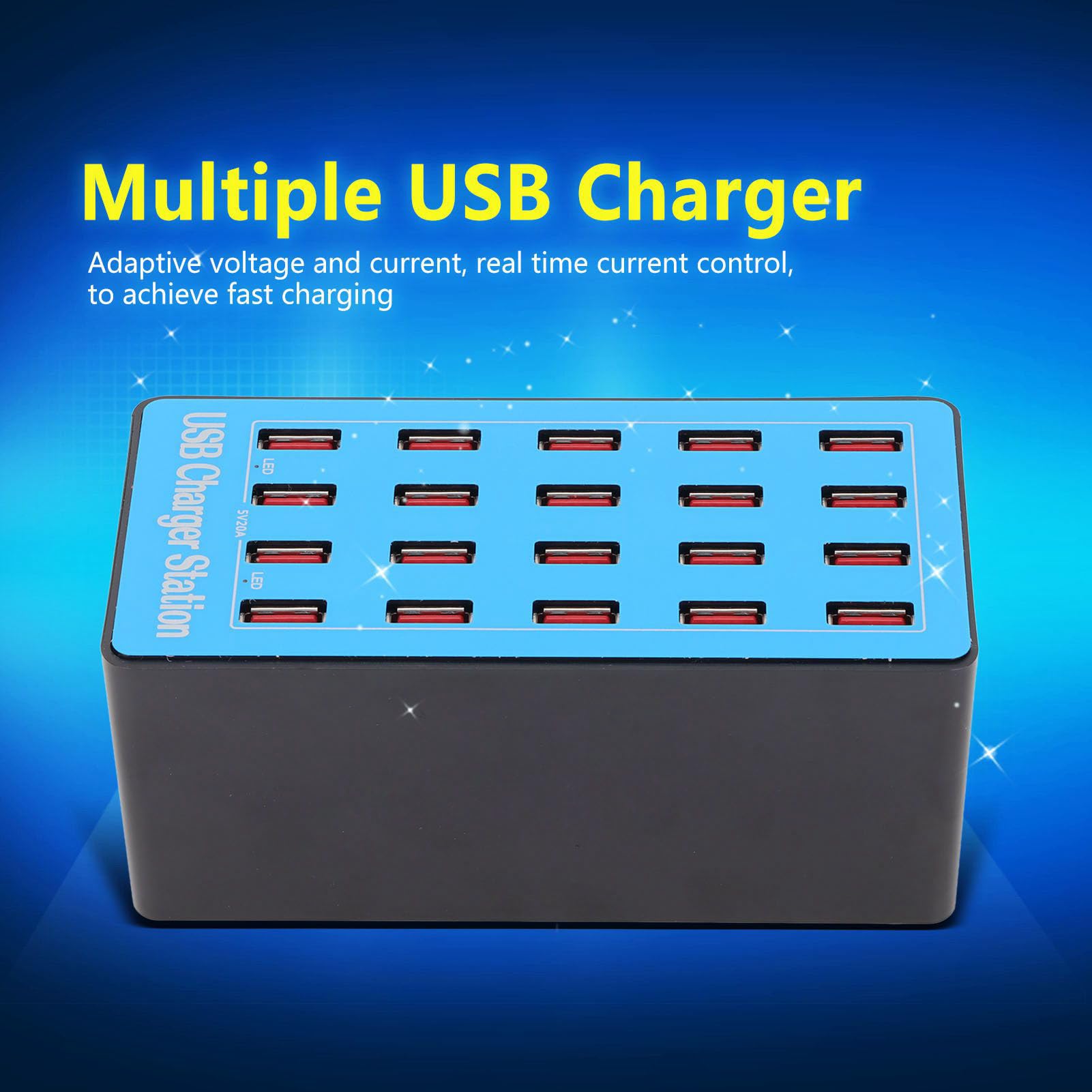 Caricatore di velocità USB a 20 Porte con Chip Intelligente, Caricabatterie USB, Caricabatterie a Parete USB, Spina di Alimentazione USB, Stazione di Ricarica USB da (Spina