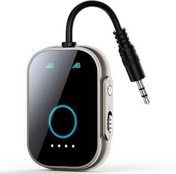 Swiitech Bluetooth Transmitter Receiver for TV, 2-in-1 Bluetooth 5.3 Adapter for Airplane, Gym Equipment, Cars, for up to Two Wireless Headphones, Cell Phones.