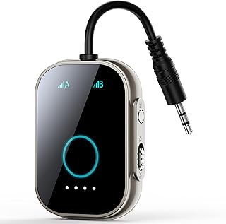 Swiitech Bluetooth Transmitter Receiver for TV, 2-in-1 Bluetooth 5.3 Adapter for Airplane, Gym Equipment, Cars, for up to Two Wireless Headphones, Cell Phones.