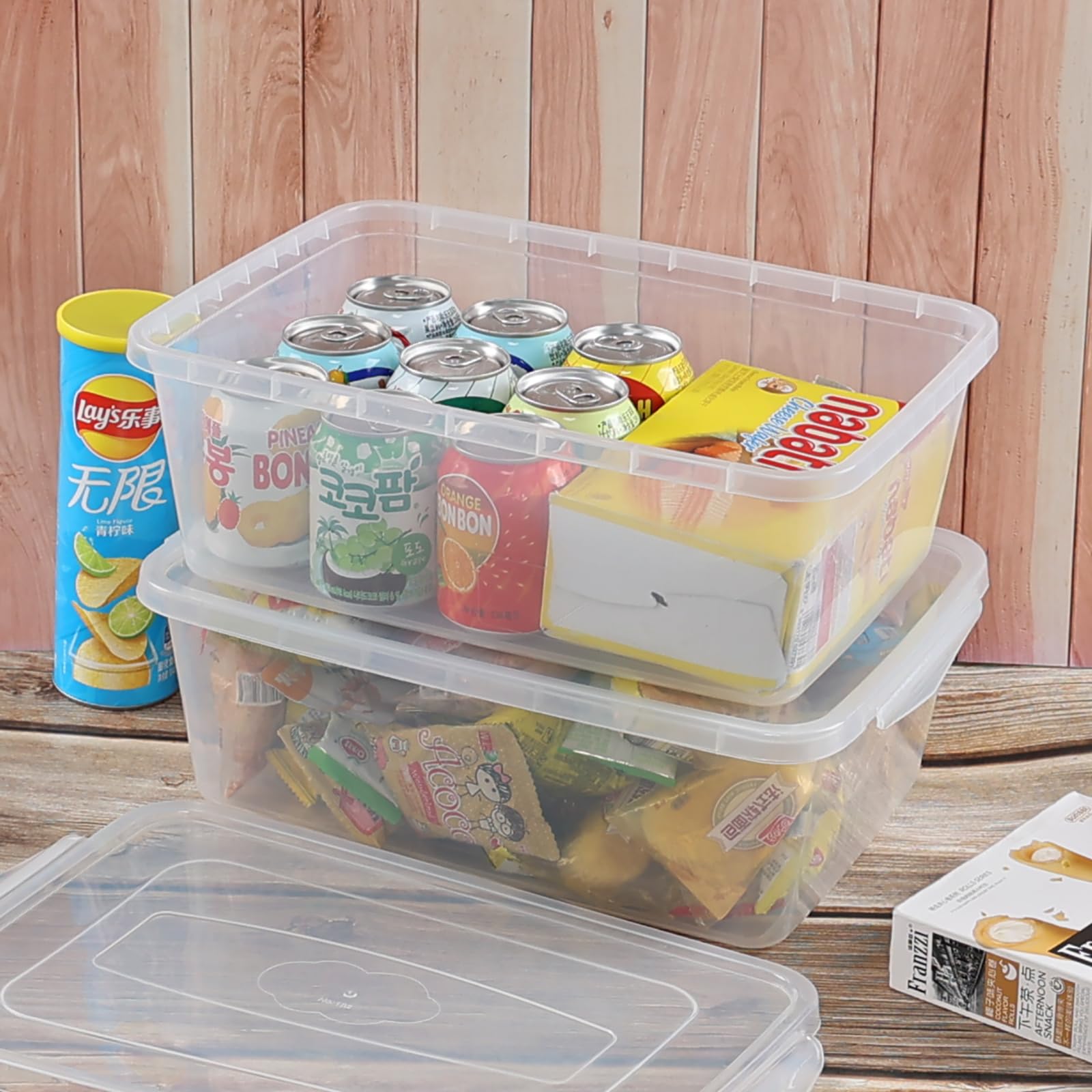 Lot de 4 bacs de rangement transparents de 12,7 litres, boîte de rangement à verrouillage en plastique avec couvercle