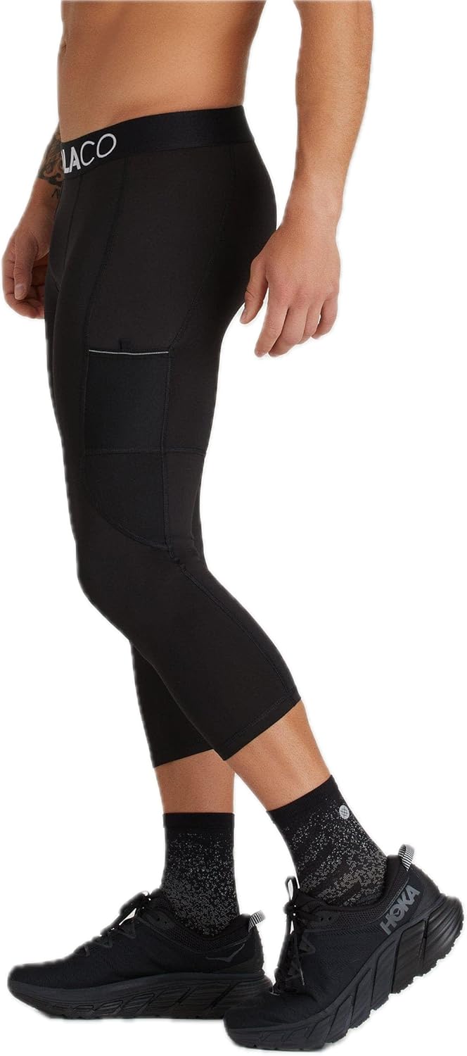 WOLACO Fulton 3/4 Compression Pant Athletic Baselayer Running Tights for Men
