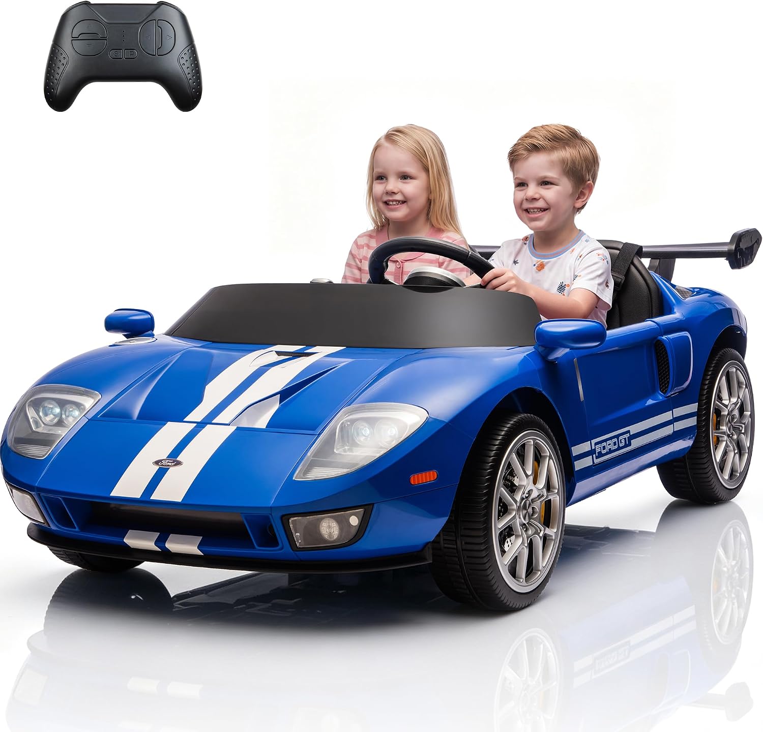 24V Electric Car for Kids Blue, YOHOPO Birthday Gifts for Boy and Girl 3-8