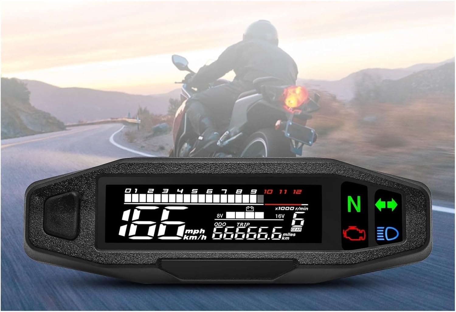 Motorbike Instrument Odometer Motorcycle Speedometer Universal Digital Dashboard Instrument Turn Signal Light Meter Oil Gauge Tach Speedometer Odometer