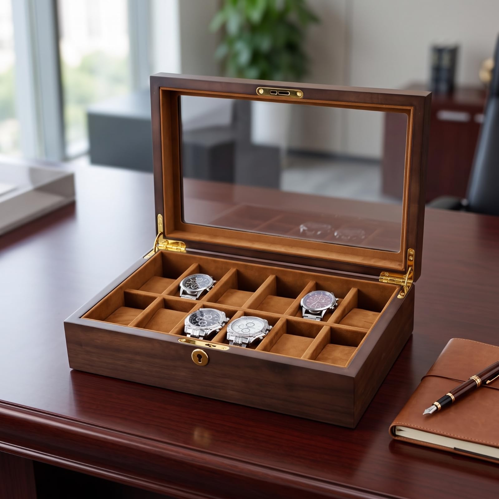 Estuche para Relojes Protector, 28,5 × 21,5 × 9 Cm 10 Relojes