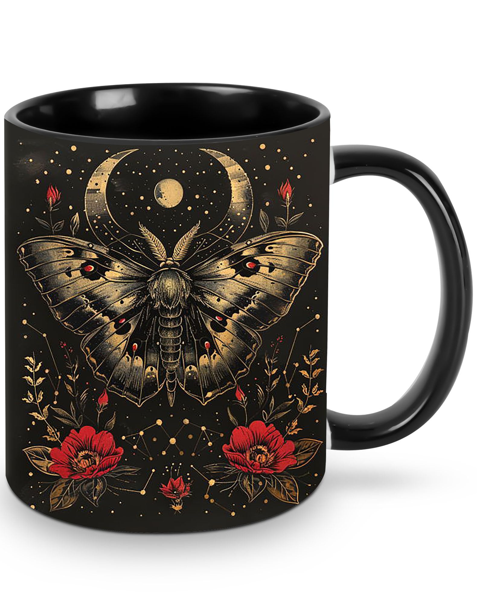 opshksog Moth Coffee Mug Ceramic Tea Cup With Handle Funny Porcelain Mugs for Women Dishwasher Microwave Safe 11oz