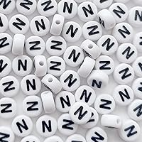 Vista 18 de 100 cuentas de letras blancas redondas de acrílico del alfabeto, cuentas de la letra L, para hacer joyas, pulseras, collares, llaveros, bricolaje