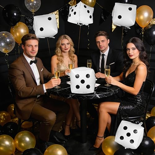 Miniatura 4 de SAFIGLE Globo de papel de aluminio para dados de 7 pulgadas, cubo de película de aluminio, decoración de fiesta temática de juegos, noche, accesorio