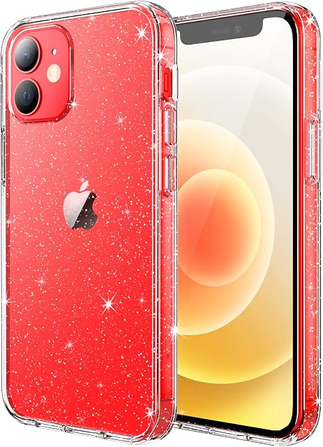 JETech Glitter Case for iPhone 12 mini, 5.4-Inch, Bling Sparkle Shockproof Phone Bumper Cover, Cute Sparkly for Women and Girls (Clear)